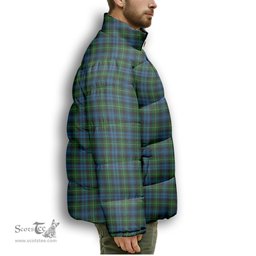 ScotsTee Shop Scottish Lamont Premium Tartan Collar Down Jacket Winter White Duck Down Plaid