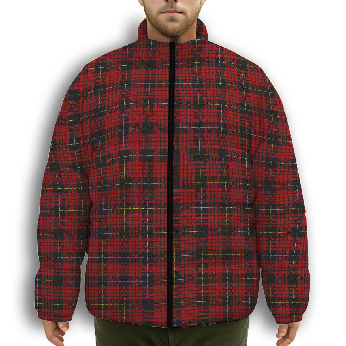 ScotsTee Shop Scottish MacQueen Premium Tartan Collar Down Jacket Winter White Duck Down Plaid