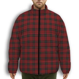 ScotsTee Shop Scottish MacQueen Premium Tartan Collar Down Jacket Winter White Duck Down Plaid