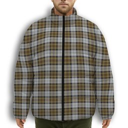 ScotsTee Shop Scottish MacKellar Dress Premium Tartan Collar Down Jacket Winter White Duck Down Plaid