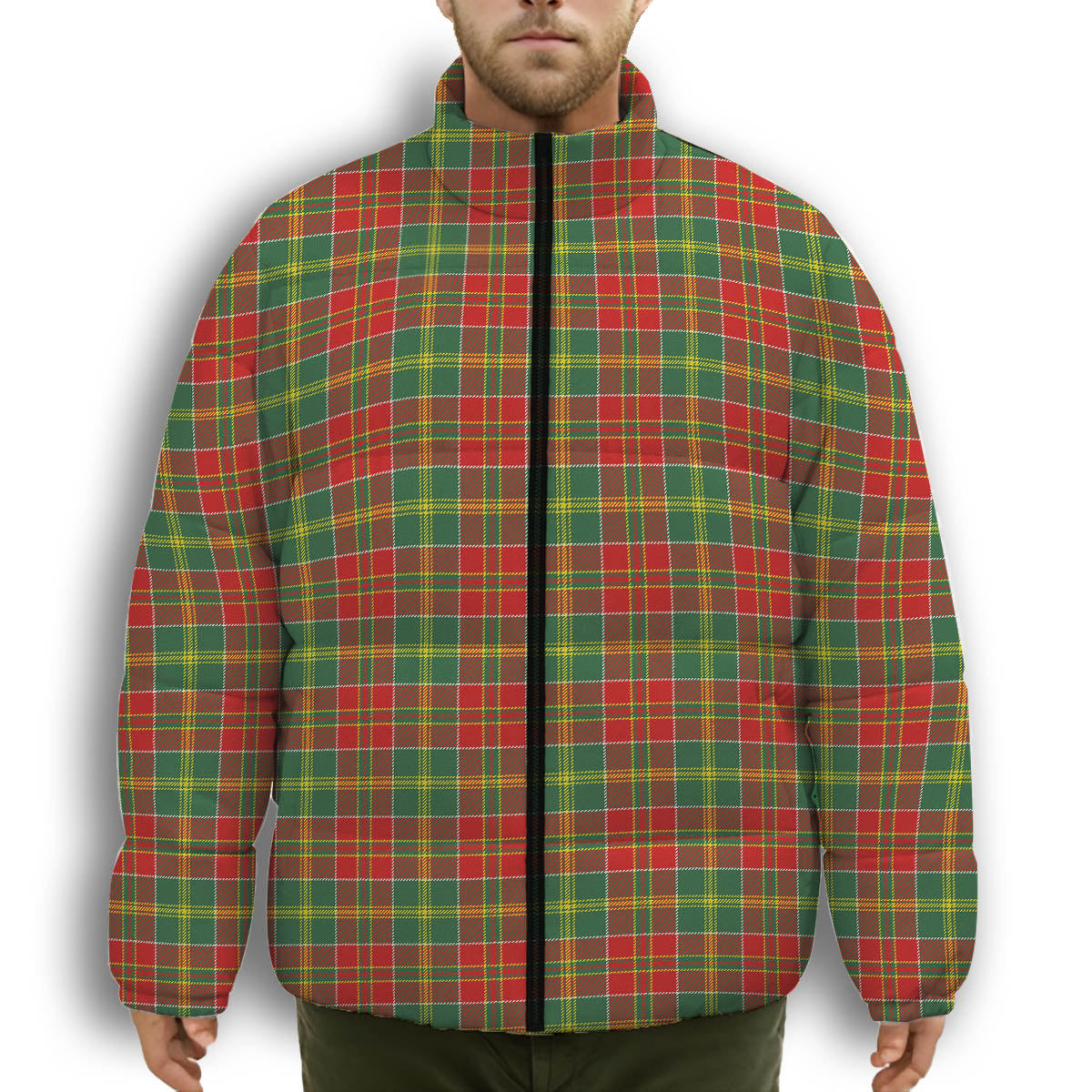 ScotsTee Shop Scottish McDonald of Kingsburgh Modern Premium Tartan Collar Down Jacket Winter White Duck Down Plaid