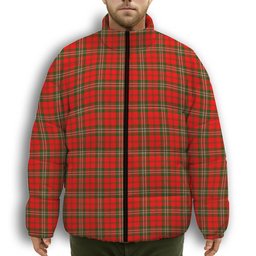 ScotsTee Shop Scottish Scott Modern Premium Tartan Collar Down Jacket Winter White Duck Down Plaid