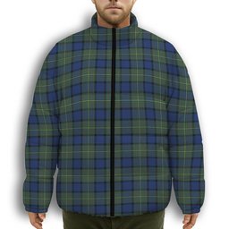 ScotsTee Shop Scottish Moore Modern Premium Tartan Collar Down Jacket Winter White Duck Down Plaid