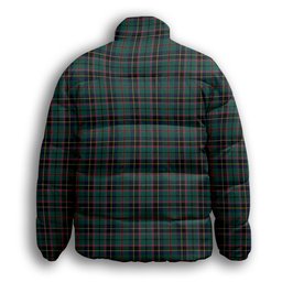 ScotsTee Shop Scottish Stevenson Modern Premium Tartan Collar Down Jacket Winter White Duck Down Plaid
