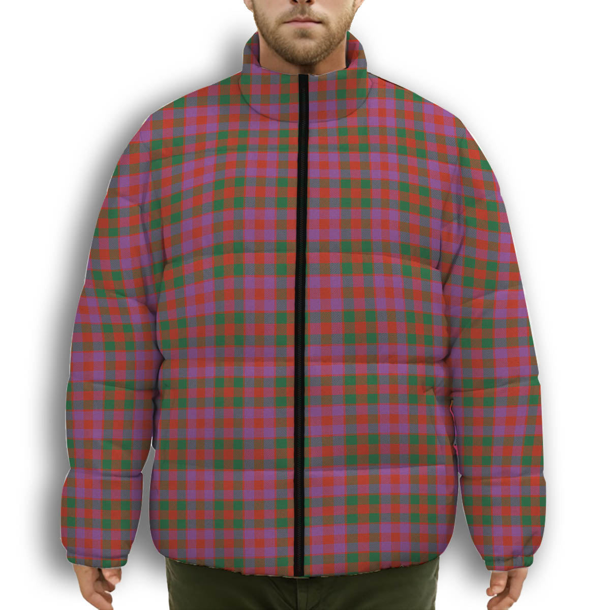 ScotsTee Shop Scottish McGowan Portrait Ancient Premium Tartan Collar Down Jacket Winter White Duck Down Plaid