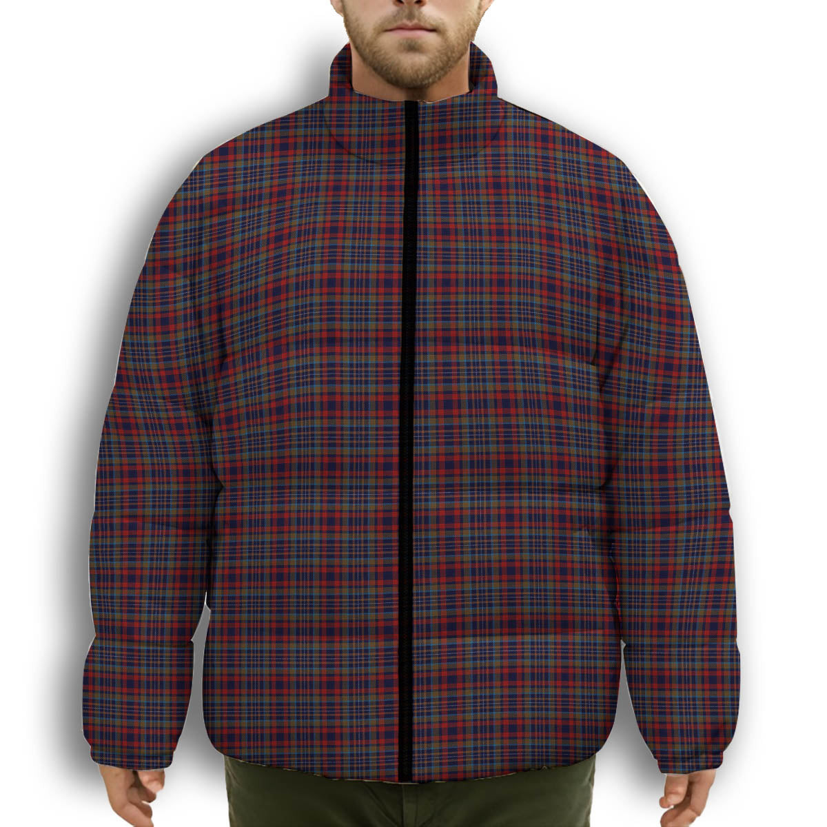 ScotsTee Shop Scottish Johnstons of Elgin Bicentennial Premium Tartan Collar Down Jacket Winter White Duck Down Plaid