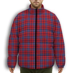 ScotsTee Shop Scottish Wishart Premium Tartan Collar Down Jacket Winter White Duck Down Plaid