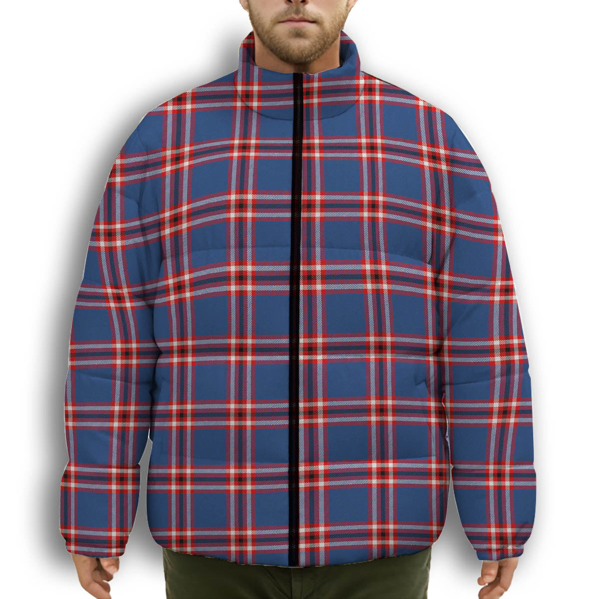 ScotsTee Shop Scottish Laing of Archiestown Modern Premium Tartan Collar Down Jacket Winter White Duck Down Plaid