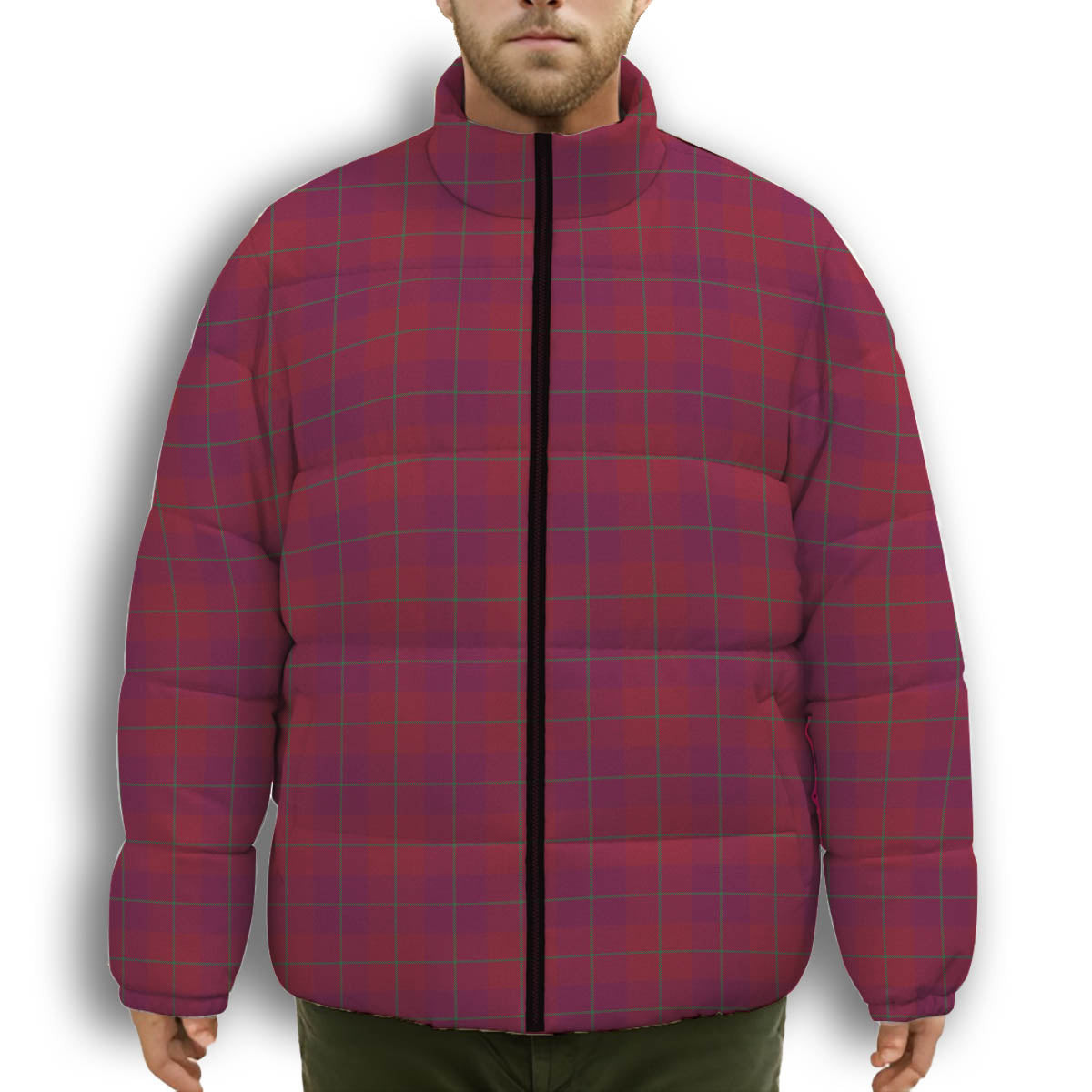 ScotsTee Shop Scottish Stirling of Keir Modern Premium Tartan Collar Down Jacket Winter White Duck Down Plaid