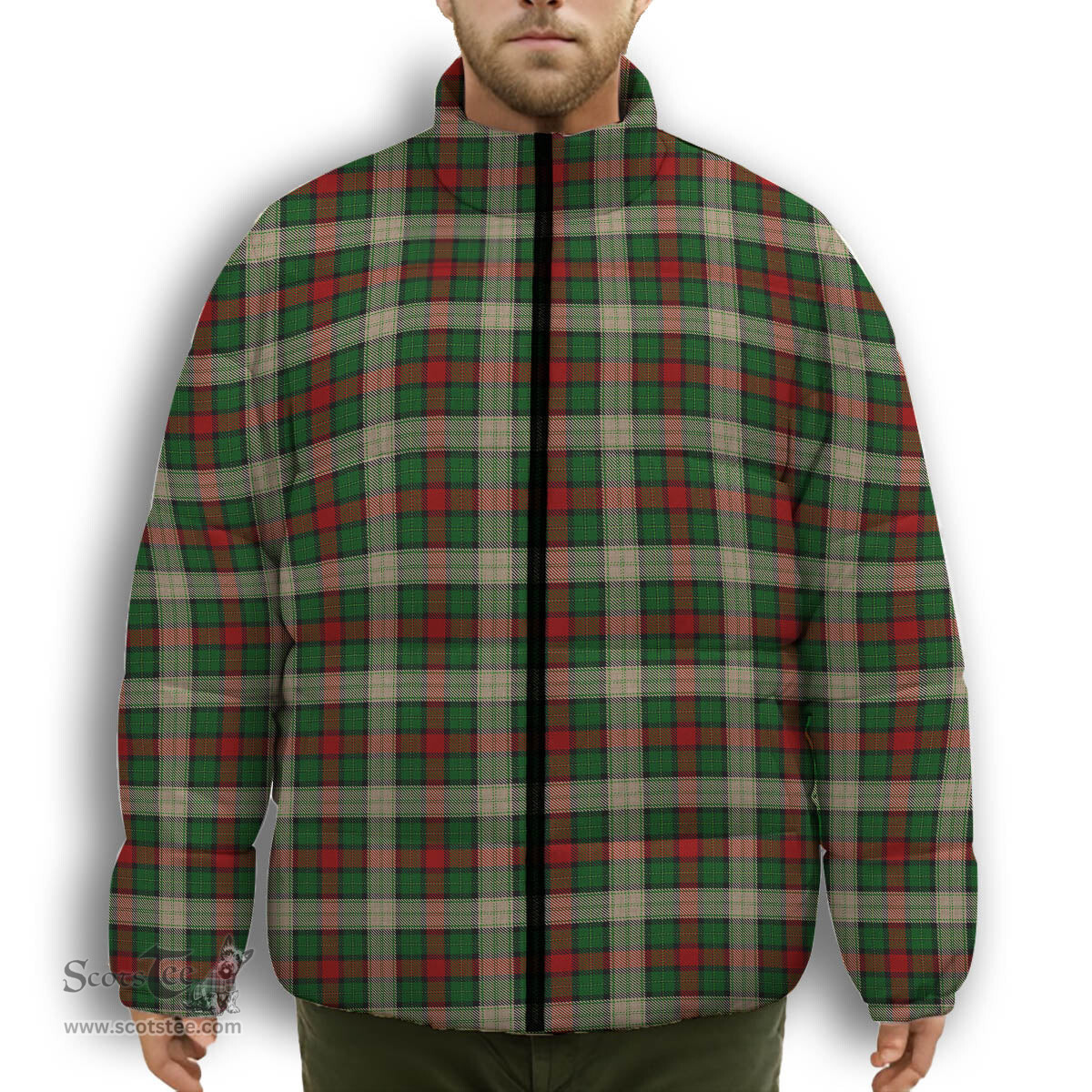 ScotsTee Shop Scottish Hohenzollern Staff Premium Tartan Collar Down Jacket Winter White Duck Down Plaid