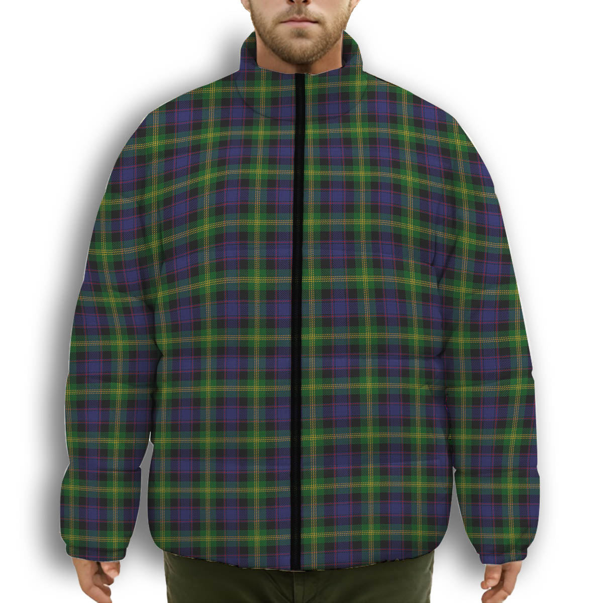 ScotsTee Shop Scottish Watson Premium Tartan Collar Down Jacket Winter White Duck Down Plaid