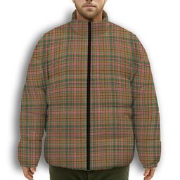ScotsTee Shop Scottish Ogilvie (Ogilvy) of Strathallan Ancient Premium Tartan Collar Down Jacket Winter White Duck Down Plaid