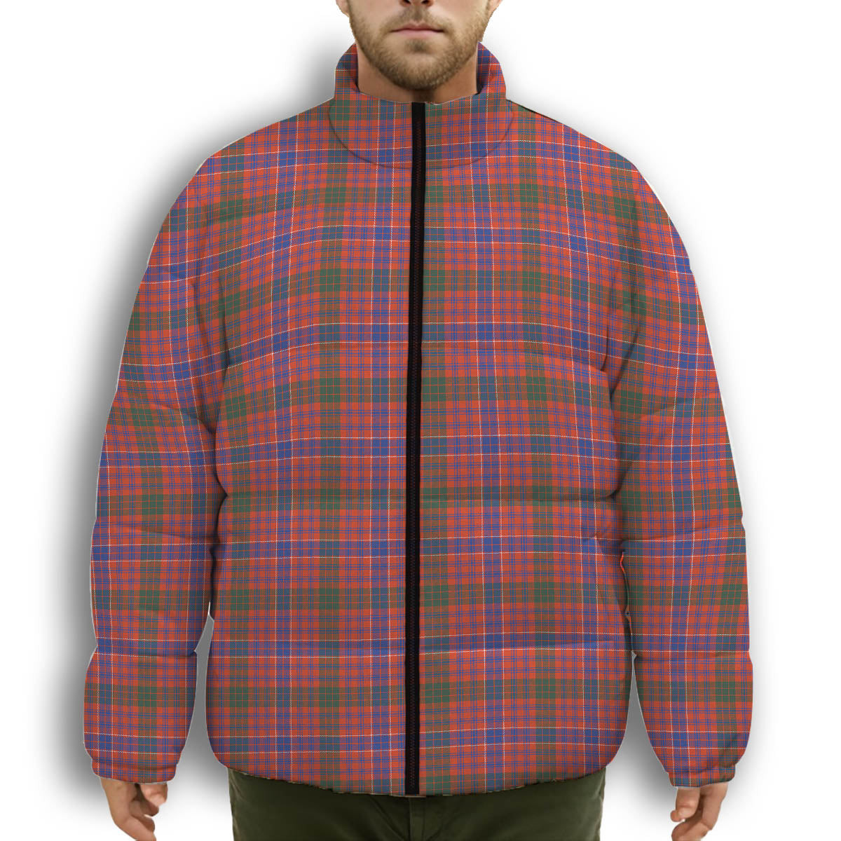 ScotsTee Shop Scottish McRae Ancient Premium Tartan Collar Down Jacket Winter White Duck Down Plaid