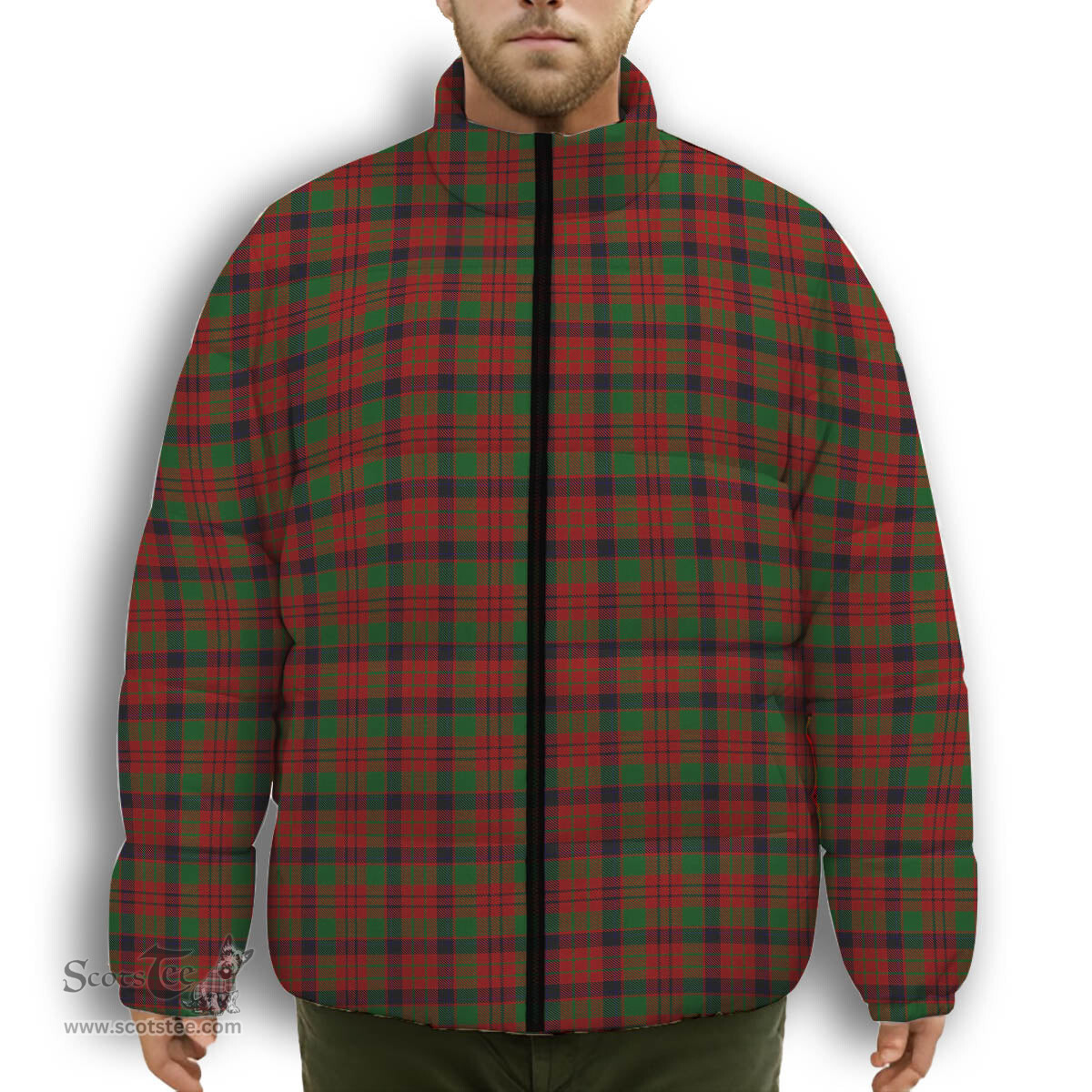 ScotsTee Shop Scottish MacNicol Inverness Tweed Mill Co Ltd Premium Tartan Collar Down Jacket Winter White Duck Down Plaid