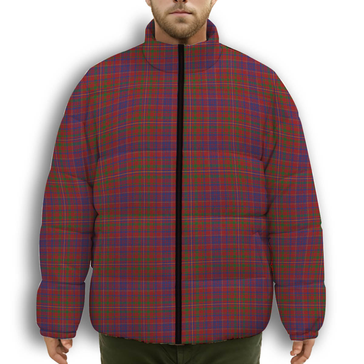 ScotsTee Shop Scottish McLeod Red Premium Tartan Collar Down Jacket Winter White Duck Down Plaid