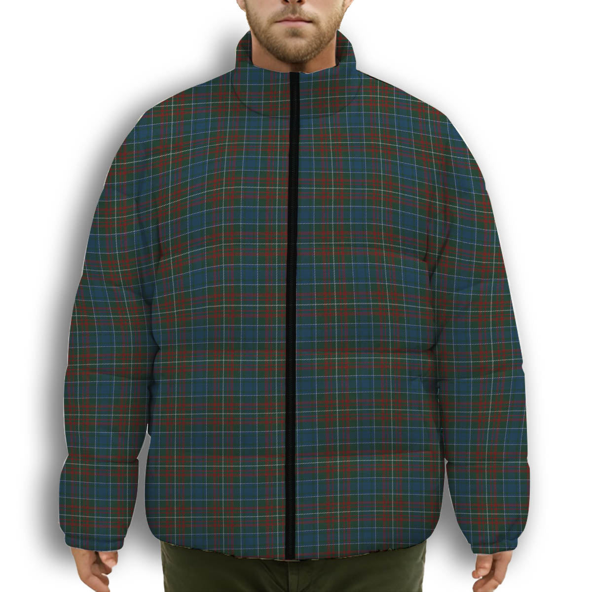 ScotsTee Shop Scottish McConnell Premium Tartan Collar Down Jacket Winter White Duck Down Plaid