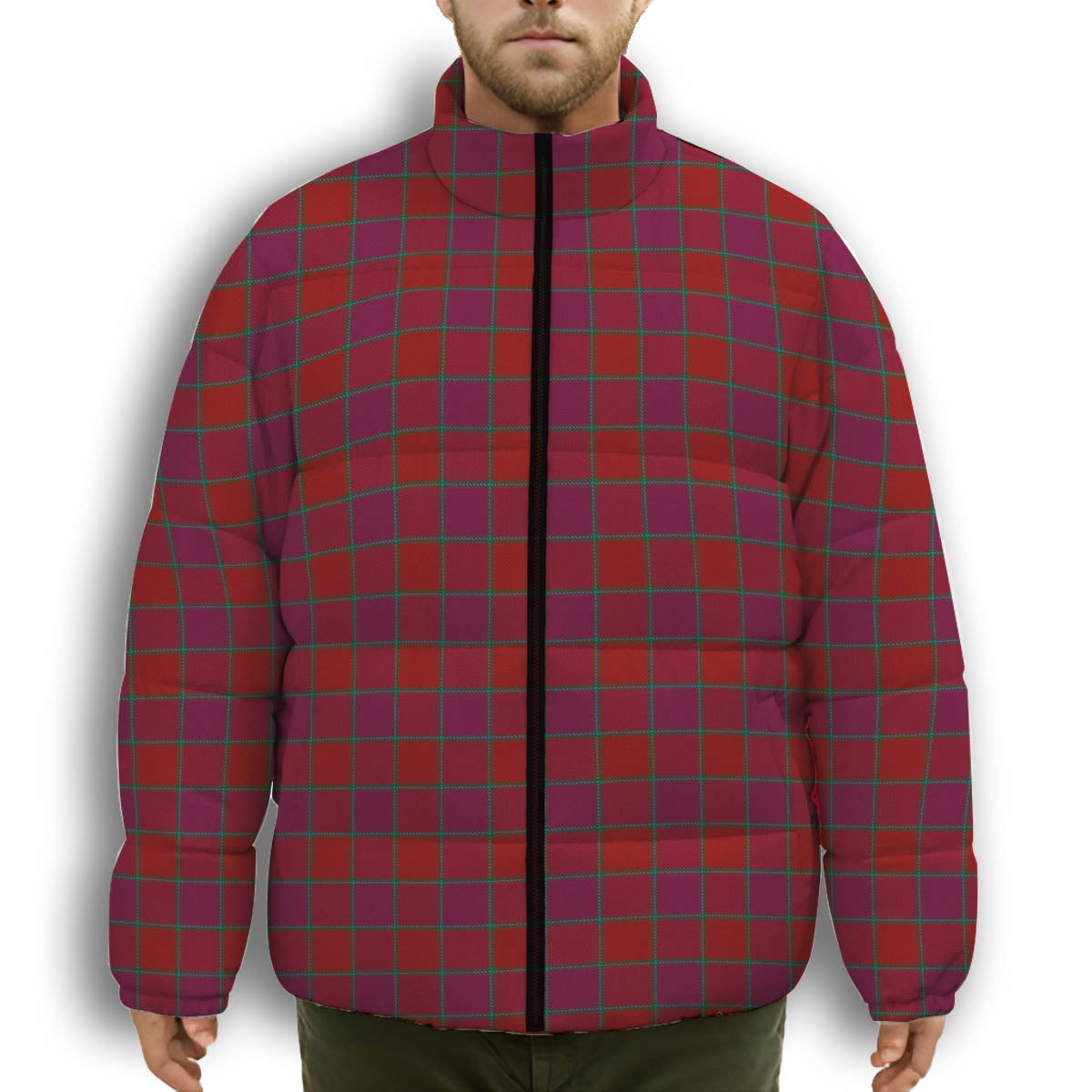 ScotsTee Shop Scottish MacNab Old Premium Tartan Collar Down Jacket Winter White Duck Down Plaid