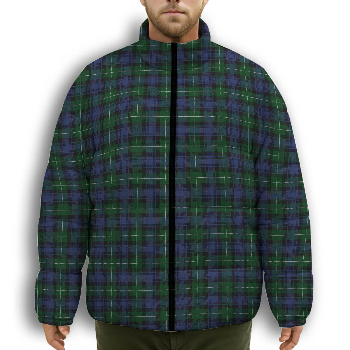 ScotsTee Shop Scottish Lamont 2 Premium Tartan Collar Down Jacket Winter White Duck Down Plaid