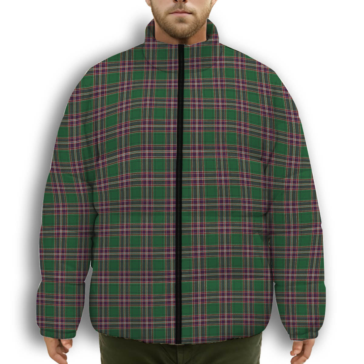 ScotsTee Shop Scottish MacFarlane Hunting Premium Tartan Collar Down Jacket Winter White Duck Down Plaid