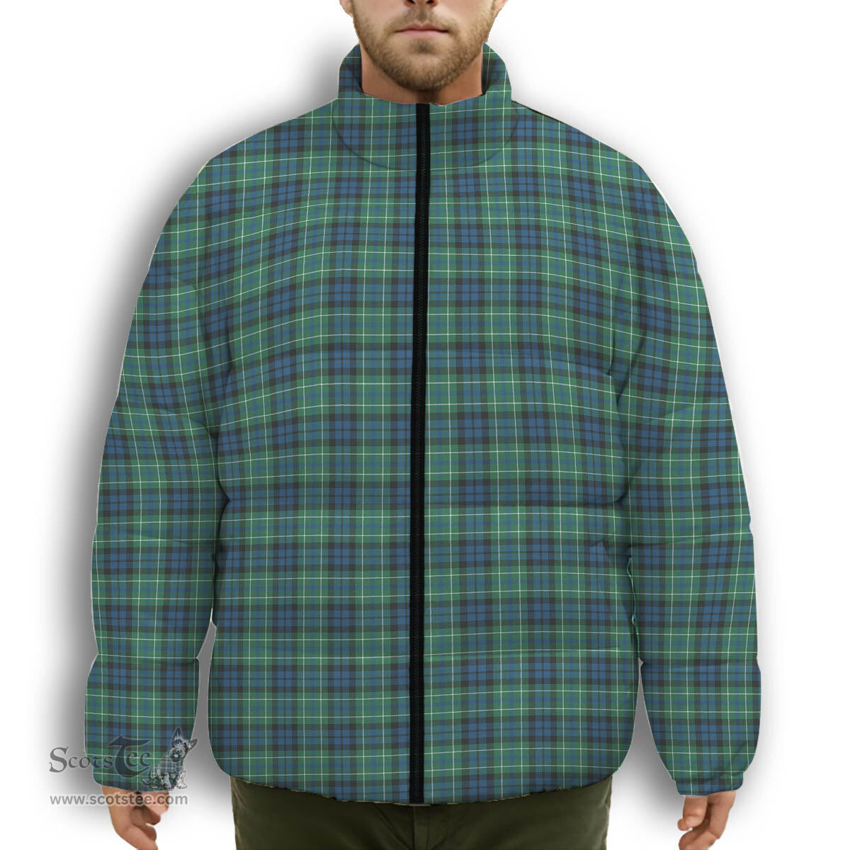 ScotsTee Shop Scottish McNeil of Colonsay Ancient Premium Tartan Collar Down Jacket Winter White Duck Down Plaid