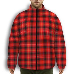 ScotsTee Shop Scottish MacIver Modern SC Premium Tartan Collar Down Jacket Winter White Duck Down Plaid