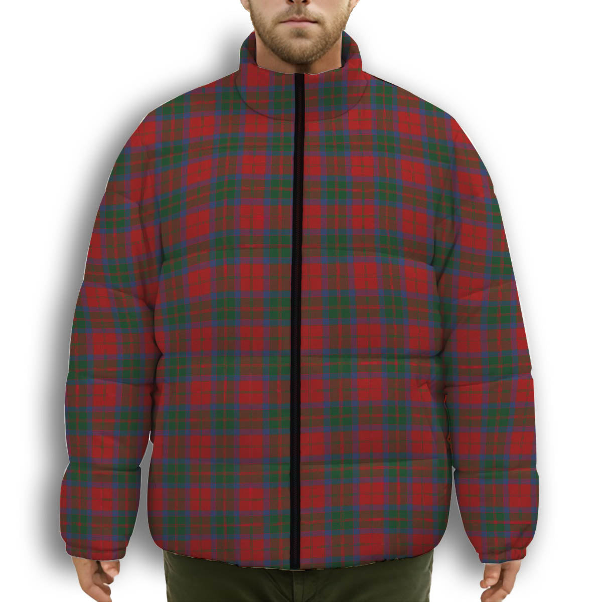 ScotsTee Shop Scottish MacQuarrie 2 Premium Tartan Collar Down Jacket Winter White Duck Down Plaid