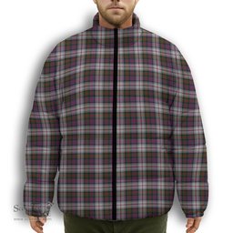 ScotsTee Shop Scottish MacDonald Dress 2 Premium Tartan Collar Down Jacket Winter White Duck Down Plaid