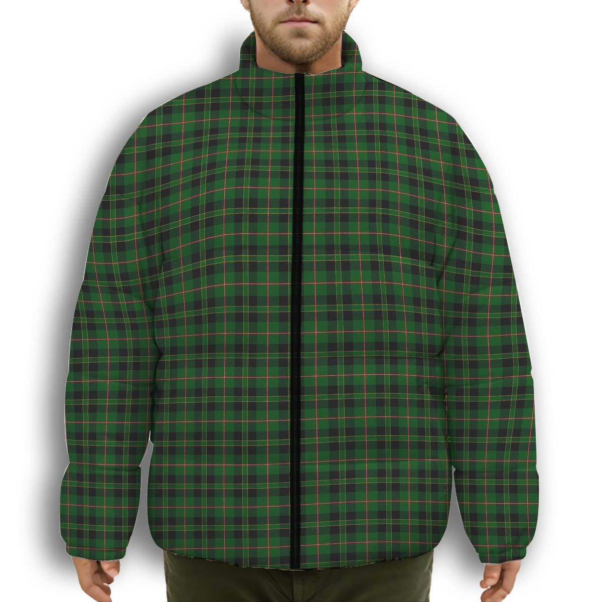 ScotsTee Shop Scottish Merwe Premium Tartan Collar Down Jacket Winter White Duck Down Plaid