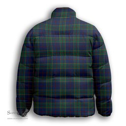 ScotsTee Shop Scottish Strachan Modern Premium Tartan Collar Down Jacket Winter White Duck Down Plaid