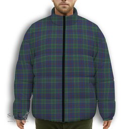 ScotsTee Shop Scottish Strachan Modern Premium Tartan Collar Down Jacket Winter White Duck Down Plaid