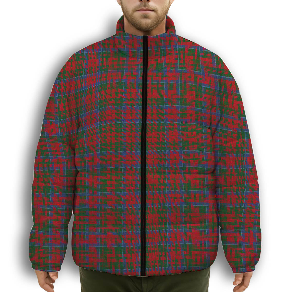 ScotsTee Shop Scottish Matheson 1831 Premium Tartan Collar Down Jacket Winter White Duck Down Plaid