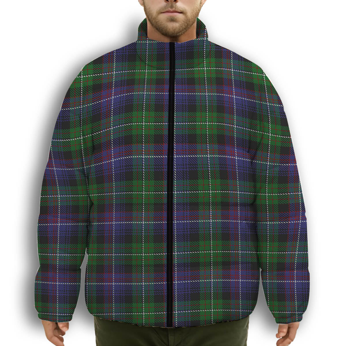 ScotsTee Shop Scottish Rankin Dalgleish 2 Premium Tartan Collar Down Jacket Winter White Duck Down Plaid