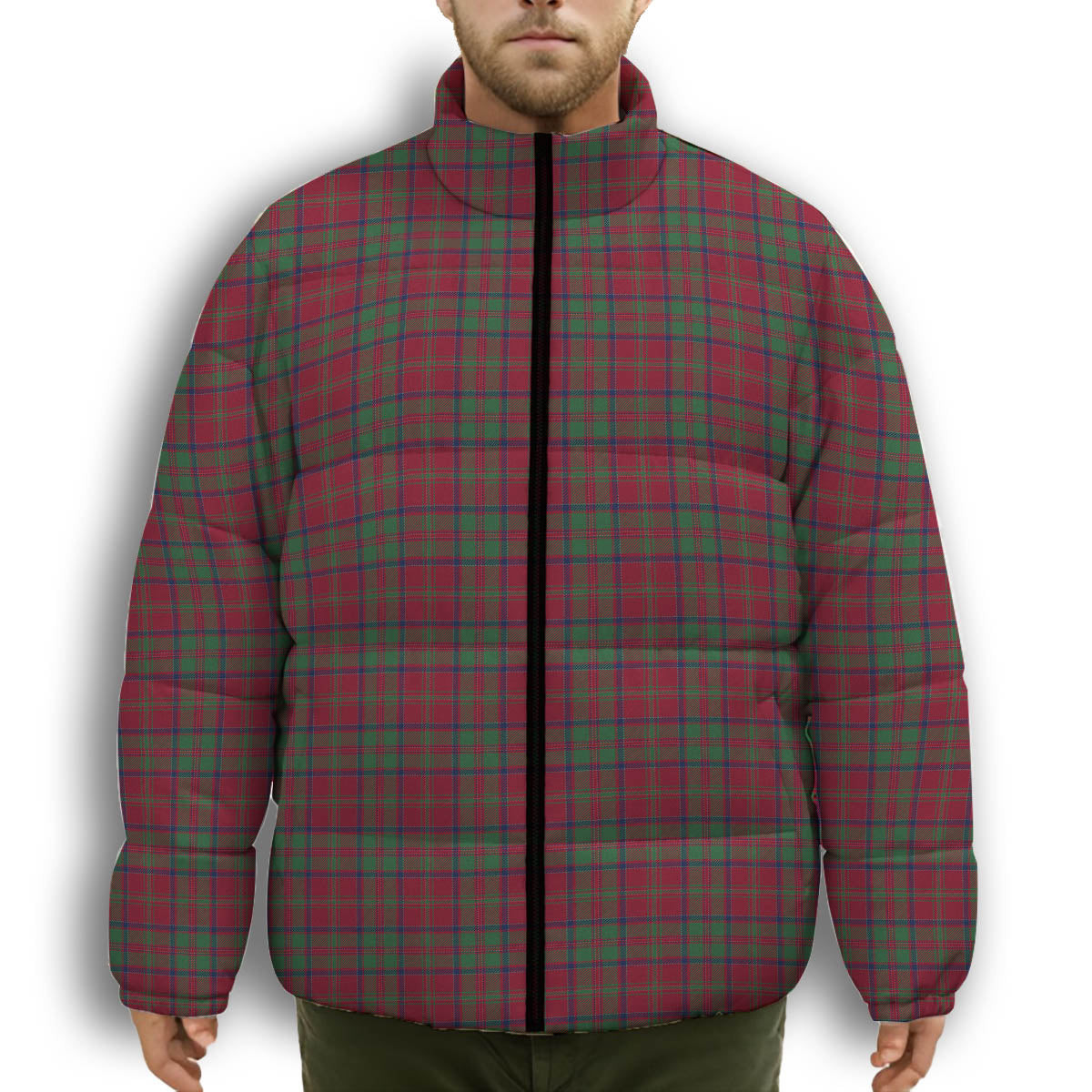 ScotsTee Shop Scottish MacDonald of Glencoe Modern Premium Tartan Collar Down Jacket Winter White Duck Down Plaid