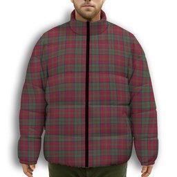 ScotsTee Shop Scottish MacDonald of Glencoe Modern Premium Tartan Collar Down Jacket Winter White Duck Down Plaid
