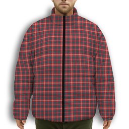 ScotsTee Shop Scottish Ritchie Modern Clan Premium Tartan Collar Down Jacket Winter White Duck Down Plaid