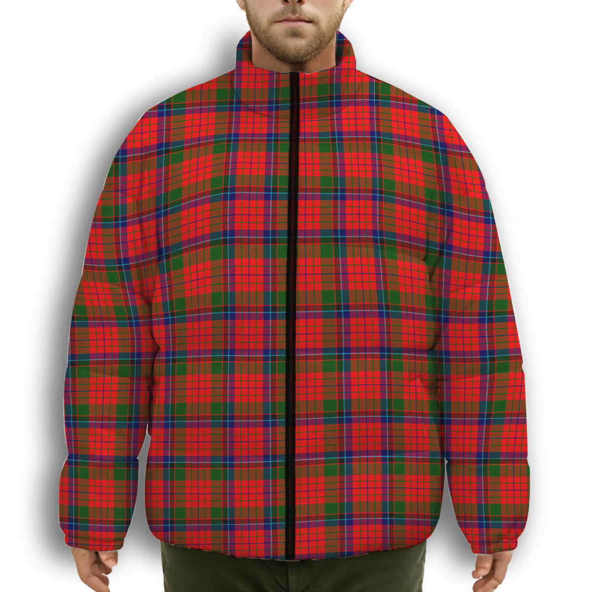 ScotsTee Shop Scottish McNicol of Scorrybreac Premium Tartan Collar Down Jacket Winter White Duck Down Plaid