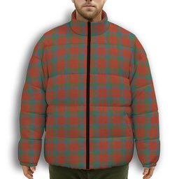 ScotsTee Shop Scottish Robertson Ancient Premium Tartan Collar Down Jacket Winter White Duck Down Plaid