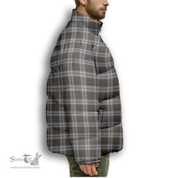 ScotsTee Shop Scottish Stewart of Appin Dress 1 Premium Tartan Collar Down Jacket Winter White Duck Down Plaid