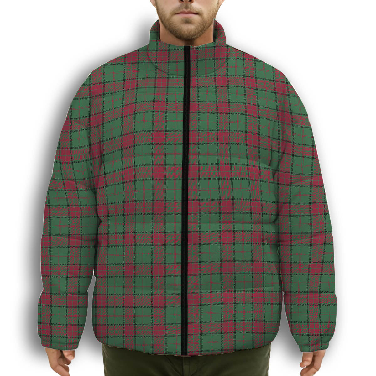 ScotsTee Shop Scottish Maxwell Hunting Modern Premium Tartan Collar Down Jacket Winter White Duck Down Plaid