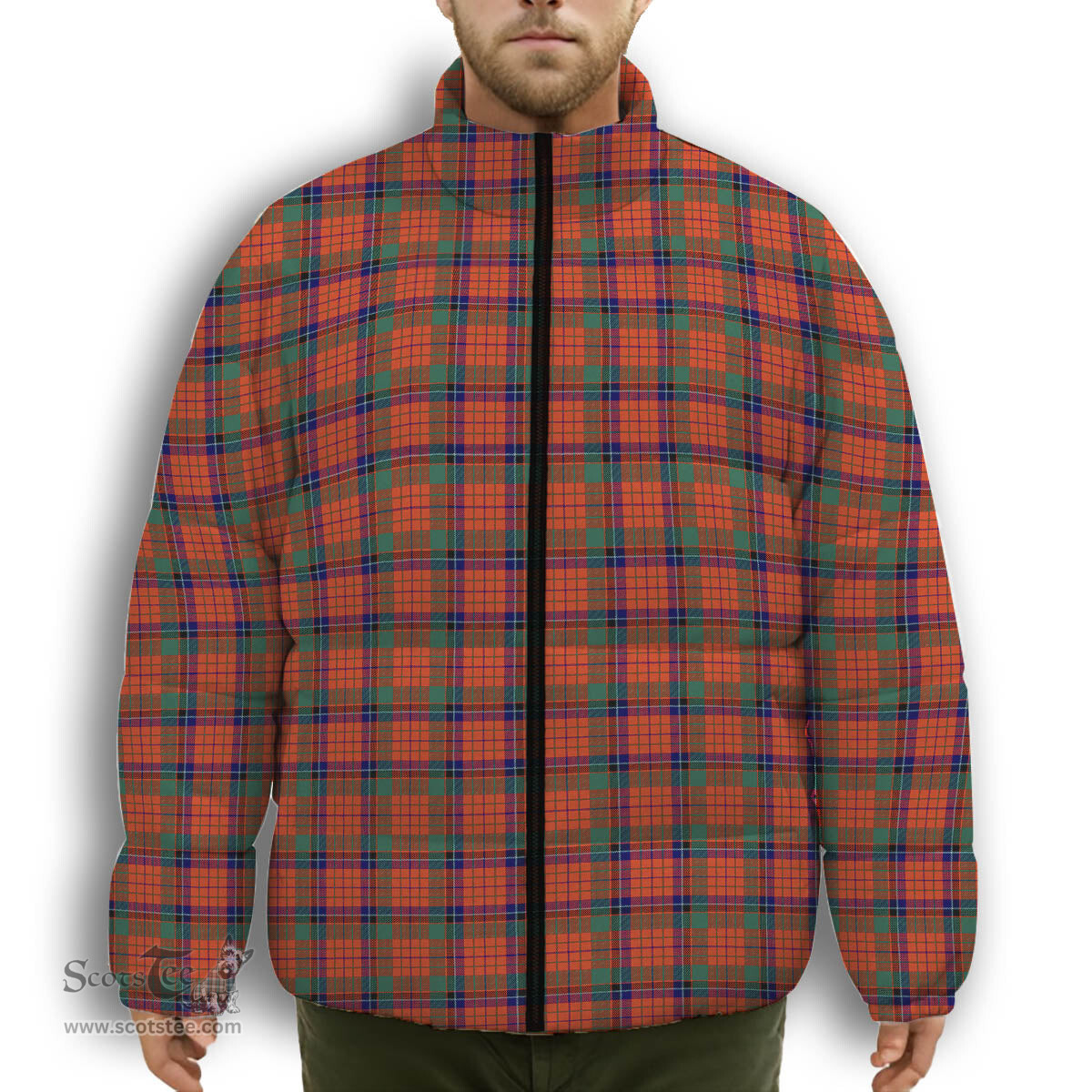 ScotsTee Shop Scottish Nicolson Ancient Premium Tartan Collar Down Jacket Winter White Duck Down Plaid