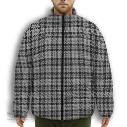 ScotsTee Shop Scottish Scott Abbreviated Premium Tartan Collar Down Jacket Winter White Duck Down Plaid