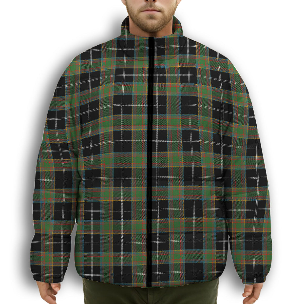 ScotsTee Shop Scottish Webster Ancient Premium Tartan Collar Down Jacket Winter White Duck Down Plaid