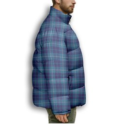ScotsTee Shop Scottish Manx Cornaa Premium Tartan Collar Down Jacket Winter White Duck Down Plaid
