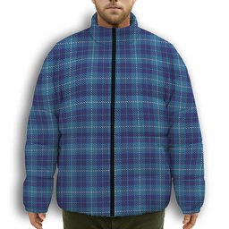 ScotsTee Shop Scottish Manx Cornaa Premium Tartan Collar Down Jacket Winter White Duck Down Plaid