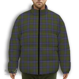 ScotsTee Shop Scottish MacMillan Hunting Modern Premium Tartan Collar Down Jacket Winter White Duck Down Plaid