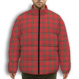 ScotsTee Shop Scottish Ross Modern Premium Tartan Collar Down Jacket Winter White Duck Down Plaid