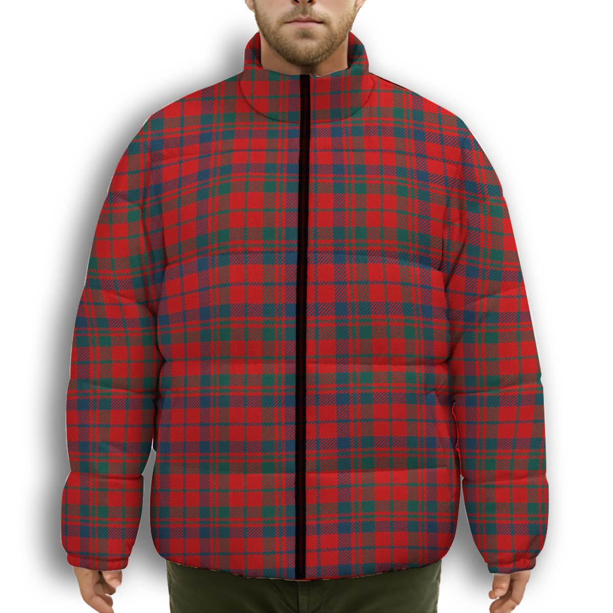 ScotsTee Shop Scottish Lumsden of Kintore Modern Premium Tartan Collar Down Jacket Winter White Duck Down Plaid