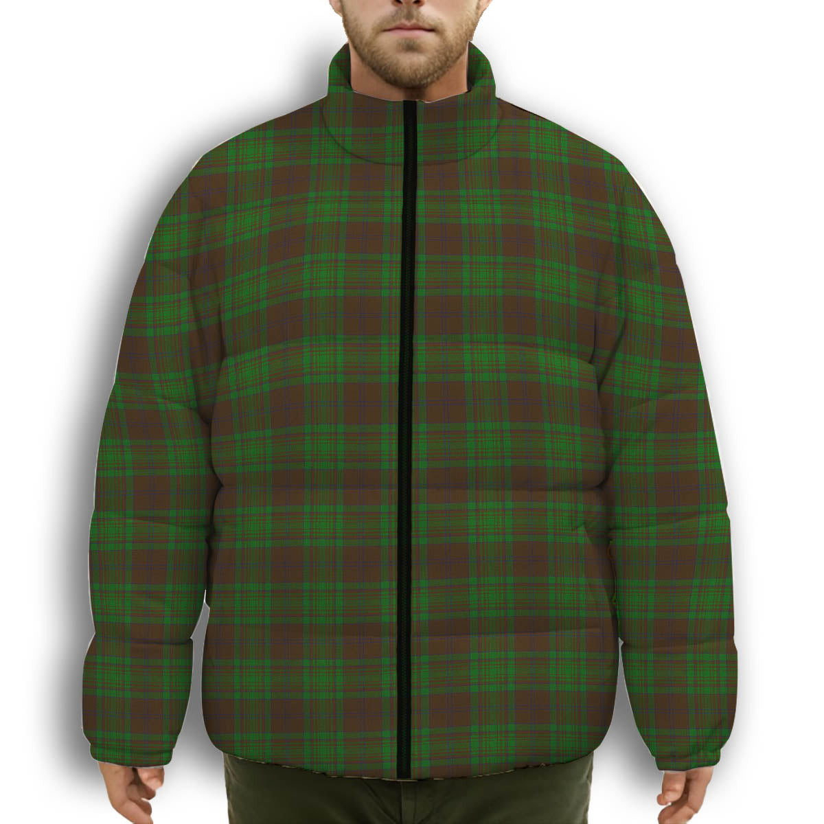 ScotsTee Shop Scottish McAlister of Glenbarr Hunting Premium Tartan Collar Down Jacket Winter White Duck Down Plaid