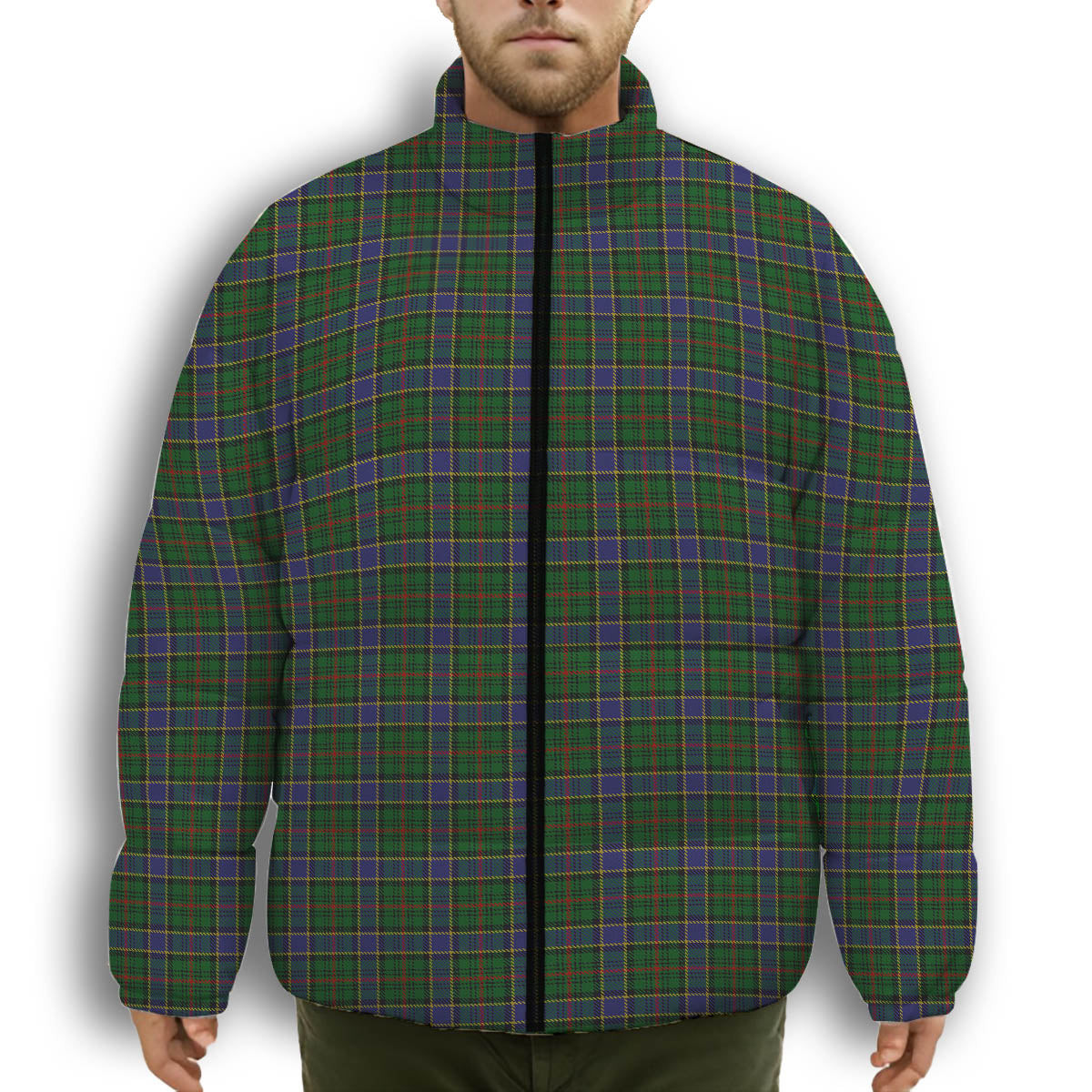 ScotsTee Shop Scottish Ochterlonie 1 Premium Tartan Collar Down Jacket Winter White Duck Down Plaid