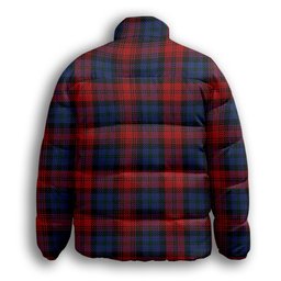 ScotsTee Shop Scottish MacLachlan Modern Premium Tartan Collar Down Jacket Winter White Duck Down Plaid